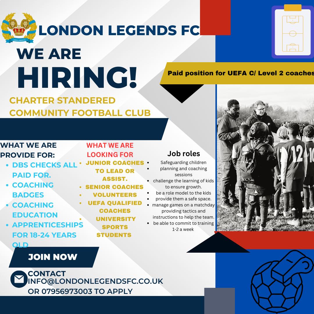 We Are Hiring! - Join London Legends FC