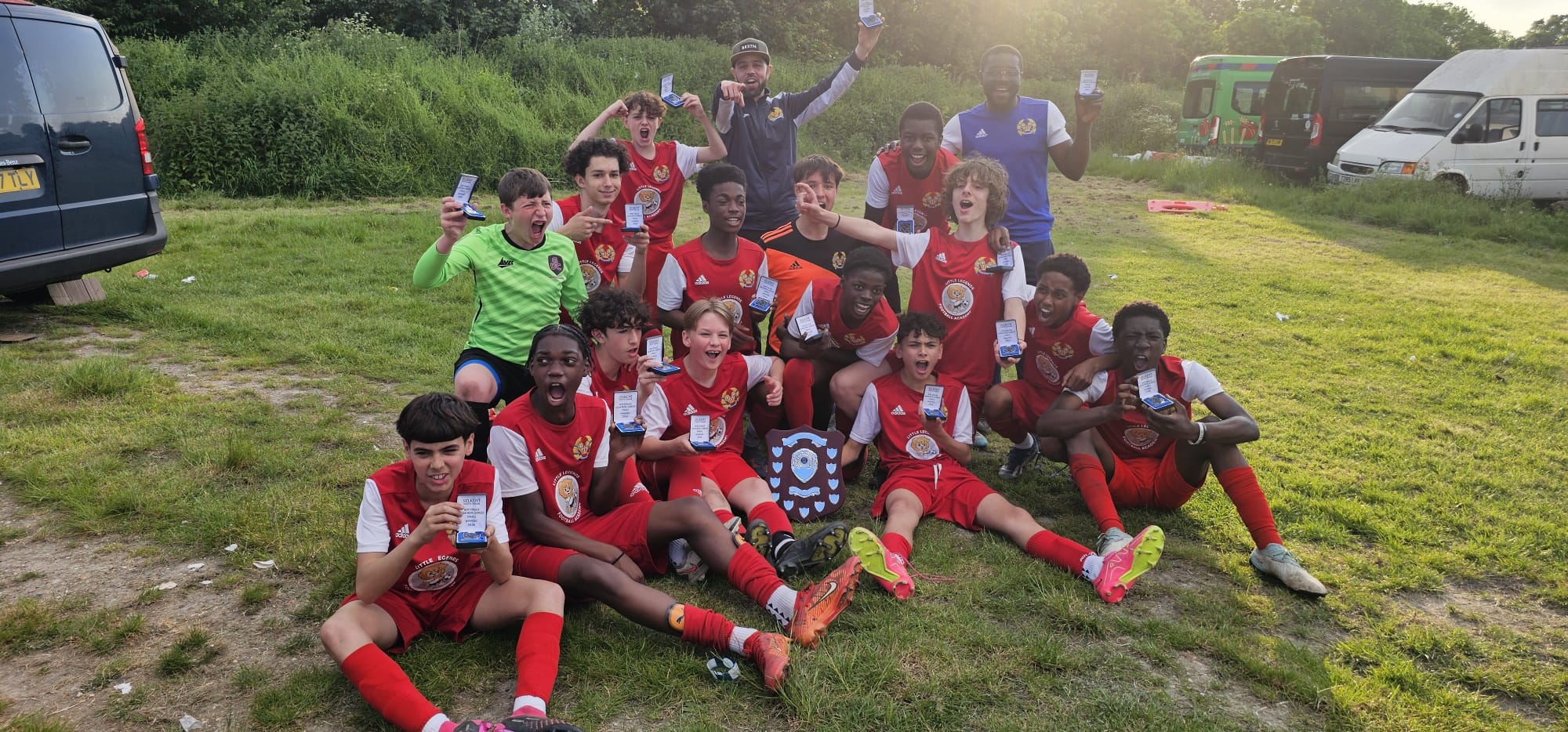 Under 14s winning their shield cup