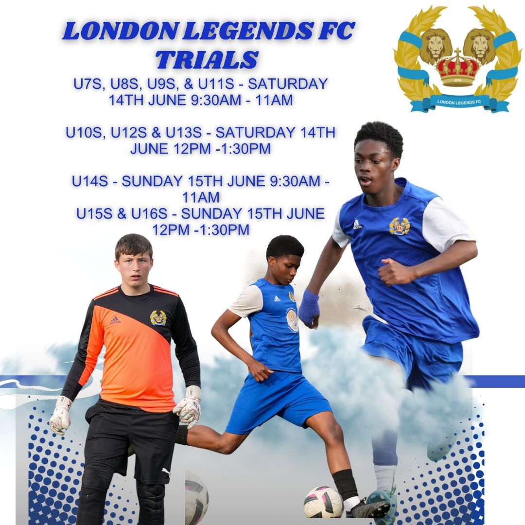 Upcoming trials for all the age groups under 7s - under 16s